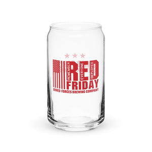 RED Friday can-shaped glass