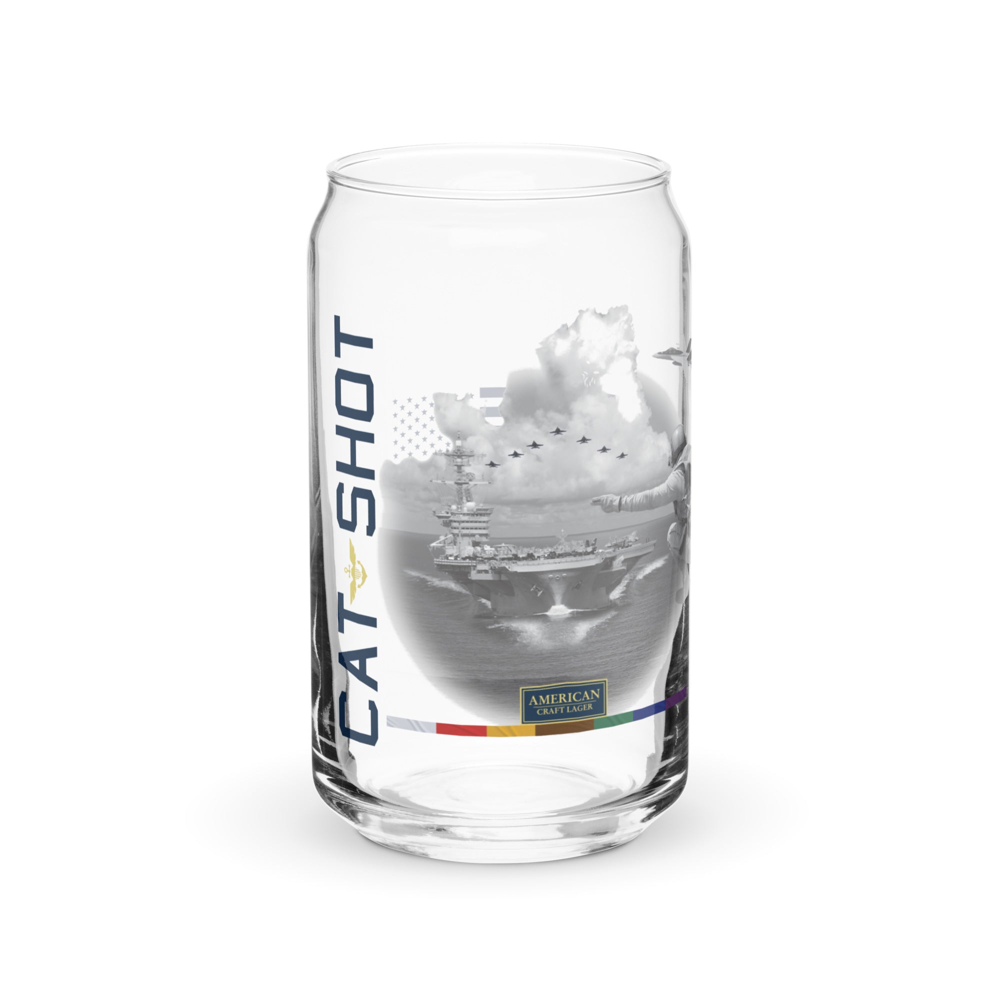 Cat Shot Lager can-shaped glass